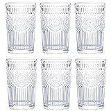 Romanstic Trinkgläser 6er Set, 12oz Premium Wassergläser Tumbler, Vintage Glaswaren Set für...