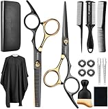 Haarschere Set, 15 Stücke Friseurschere Set Friseurscheren Profi 6,7 Zoll Haarschneideschere Hohe...
