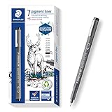 STAEDTLER Pigment Liner in unterschiedlichen Linienbreiten mit 3 Liner Gratis, dokumentenechte...