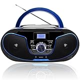 Tragbar CD Player Boombox Bluetooth - mit UKW Radio, USB Eingang & AUX & Kopfhörern Ports, 2 x 2...