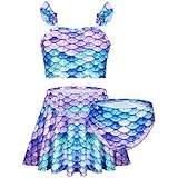 AYBUY Mädchen Bikini Set 3pcs Kinder, Badeanzug Tankini mit Rock Bademode, Bustier Bikinislip...