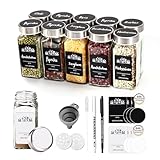 MRVNN Gewürzgläser Eckig Set 12 Stk, Gewürzdosen 120ml, Gewürzstreuer, Edelstahl Spice Jars,...