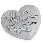Logbuch-Verlag kleines Grabherz mit Text Am Ende bleibt die Liebe Grabschmuck Gedenkstein grau 10,5...