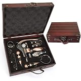 Weinkorkenzieher-Set mit Vintage-Holzkiste, Wein Sommelier Sets mit Flaschenöffner,Weinzubehör...