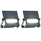 Auraglow Zwei Solar-Sicherheits-Flutlichter, PIR-Bewegungsmelder für die Sicherheit zu Hause, IP54...