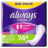 Always Dailies Slipeinlagen Damen Flexistyle Slim Fresh (74 Einlagen), Giga Pack, Mit frischem Duft,...