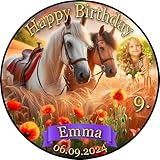 Tortenaufleger Fototorte Tortenbild Geburtstag Party Pferd Pferde Mohn Regenbogen PF02...
