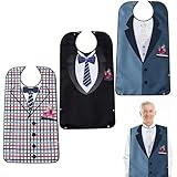 NAVESO Lätzchen für Erwachsene, 3 Stück Latz für Erwachsene Wasserdicht mit Auffangschale,...