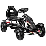 HOMCOM GoKart, Tretfahrzeug, Tretauto mit Handbremsen, Kinderfahrzeug mit verstellbarem Sitz, Pedal,...