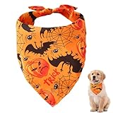 FloralGrace 1 PCS Halloween Halstuch Hund Hunde Bandana Orange Kopftücher Hundehalstuch Waschbarer...