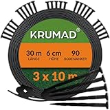 KRUMAD Rasenkante Kunststoff 10m x 6cm, Flexible Beeteinfassung, Wetterfest & UV-beständig,...
