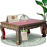 livasia Opiumtisch aus Massivholz – 75x50x30cm – Handgeschnitzter Beistelltisch Holz aus...