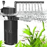 AQQA Aquarium Filter, 4 en 1 Starke Strömung Aquarium Filterpumpe, 450L/H Einstellbarer Aquarium...