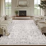 HUGEAR Vintage Grau Waschbarer Teppich Wohnzimmer 240x300cm Retro Rugs for Living Room Weich...