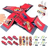 Finger-Skateboard-Rampe für Kinder, Ketiee 6-in-1 Finger-Skate-Park-Set mit 6 Finger-Deck-Rampen, 4...