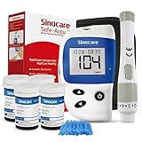 sinocare Safe Accu2 Blutzuckermessgerät, Blutzuckertester Set mit 100 teststreifen, mg/dL,...