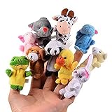 CHSYOO 10 x Klein Tierfiguren Fingerpuppe Samt Handpuppe, Plüschfigur Spielzeug Props für...