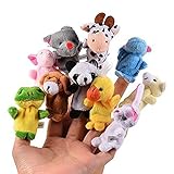 CHSYOO 10 x Klein Tierfiguren Fingerpuppe Samt Handpuppe, Plüschfigur Spielzeug Props für...