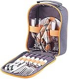 PEARL Picknick Geschirr: Picknick-Set für 2 Personen: Gläser, Servietten, Teller, Besteck...
