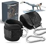 Sportyfits® 2er Fußschlaufen Set - schwarz mit Karabiner & Klettverschluss - justierbarer...