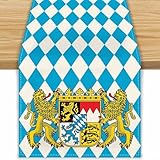 JClorix Oktoberfest Tischläufer 33×183cm – Bayerische Tischdecke Blau Weiß mit Rautenmuster &...