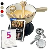 Ottia Fondue Set für 2, 3, 4, 5, 6 Personen aus Gusseisen & Emaille. Als Käsefondue,...