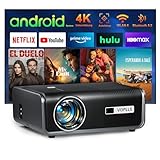 Smart Beamer【Integrierte Apps & Autofokus/Keystone 】 Full HD 1080P 23000 Lumen Beamer 4K...