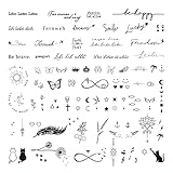 BHGT 6 Blätter 120+pcs Temporäre Tattoos zum Aufkleben Schriftzug auf Deutsch Inspirierende...