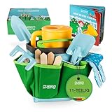 PHIBER-SPORTS Kinder Gartenwerkzeug Set (11 Teile) mit Kindergartenbuch - Gartengeräte für Kinder...
