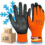 MK-Glove Warme Arbeitshandschuhe (12 Paar) - Winter Bauhandschuhe mit Latex-Beschichtung -...