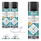 TOM 3 x oder 6 x 420 ml Power Druckluftspray – Air Duster – Reinigungsset mit 10 cm & 50 cm...