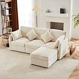 A ALFRESCOOL L-förmiges Sofa 4 Sitzer mit Umkehrbarer Fußhocker, Modernes Ecksofa mit...