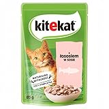 KITEKAT Portionsbeutel mit Lachs in Sauce Nassfutter für Katzen 10x85g