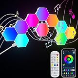 GIACOMO 10PCS LED Sechseck Gaming Wandleuchte, Hexagon RGB Panel, Smart Sechseck Wandleuchten Gaming...