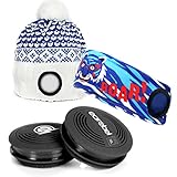 Earebel Kinder Megaset mit Bluetooth Kopfhörer Sound by JBL inkl. Beanie Weiss-blau und Stirnband...