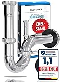 FEINER® - Premium Universal Siphon für Waschbecken Edelstahl, Abflussrohr Tauchrohr 2-12cm...