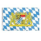 Murago - Bayern Flagge ca.150 x 90cm - bayerische Fahne Wappen Löwen groß wetterfest mit Ösen...