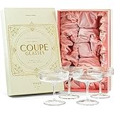 GLASSIQUE CADEAU Vintage Art Deco Gerippte Coupe Gläser | 4er Set | 200 ml Klassische...