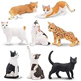 TOYMANY 8 Stück Tiere-Figuren Set Katze Spielfiguren Spielzeug Katzenfiguren Kleine-Tierfigur...