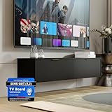 TV-Board Senna (Schwarz, S140) – Fernseh-Lowboard & Schrank mit Kabelmanagement – Sideboard für...