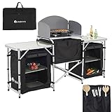 Juskys Campingküche faltbar mit Tragetasche - Outdoor Camping Küche Campingschrank klappbar -...