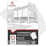 Raimarket Transparentpapier A4 (8'x11') 100 Blätter Premium Pauspapier & Pergamentpapier - Ideal...