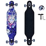 Longboard, 8-lagigem Ahornholz Cruiser komplettes Skateboard,Longboards für mädchen Erwachsene...