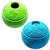 Hundespielzeug Unzerstörbar 2 Stück Ball für Hunde Kauspielzeug, klein, 8.1cm Grün + Blau