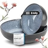 Moritz & Moritz VIDA Servierschalen Set Blau - 2x Große Schalen aus hochwertigem Porzellan, Modern...