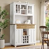 DUlVBPE Küchenschrank, Hochschrank Küchenbuffet, Vitrinenschrank, Buffetschrank mit Verstellbaren...