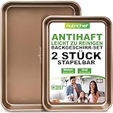 NutriChef 2er Backblech Antihaftbeschichtet – PTFE-, PFOA-freies Backofenblech aus Karbonstahl...