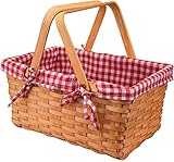 Bekith Geschenkkorb Natur Wicker Camping Picknickkorb Präsentkorb Holz, 32x20x16cm