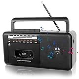 MONODEAL Tragbarer Kassettenrekorder, Vintage-Kassettenrekorder mit AM/FM/SW-Radio, eingebautem...