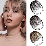 PARXITN Clip in Bangs Echthaar Front Fringe Air Bangs Haarverlängerungen Pony Haare für Frauen...